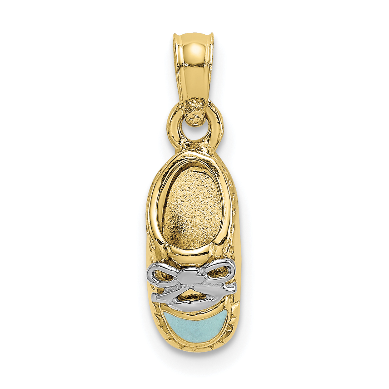 10K w/Rhodium 3-D Light Blue Enamel Baby Shoe Charm (10K7074)