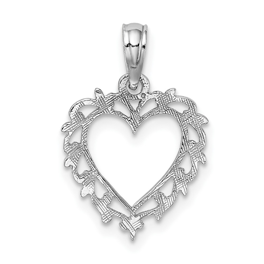 10K White Gold Heart w/ Lace Trim Charm (10K7099W)