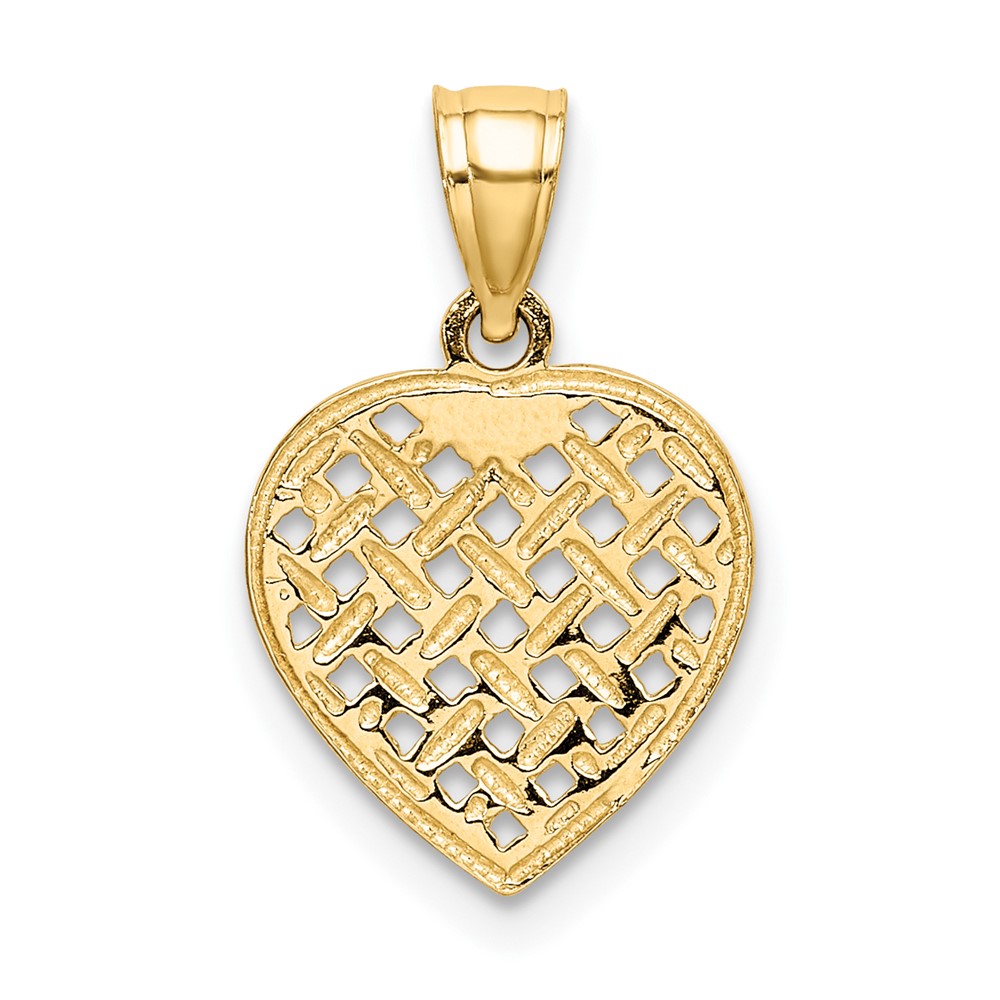 10K Cut-Out Textured Woven Heart Charm (10K7101)