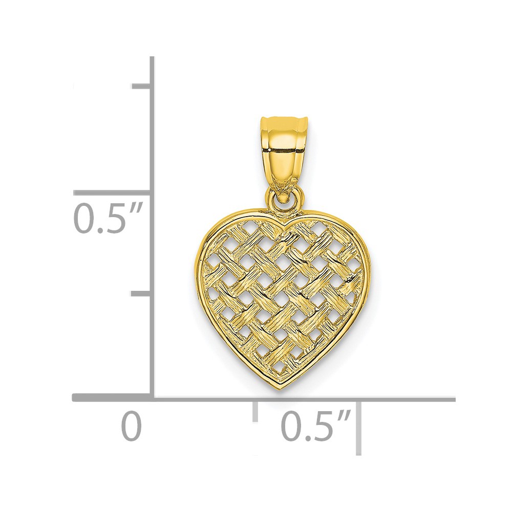 10K Cut-Out Textured Woven Heart Charm (10K7101)