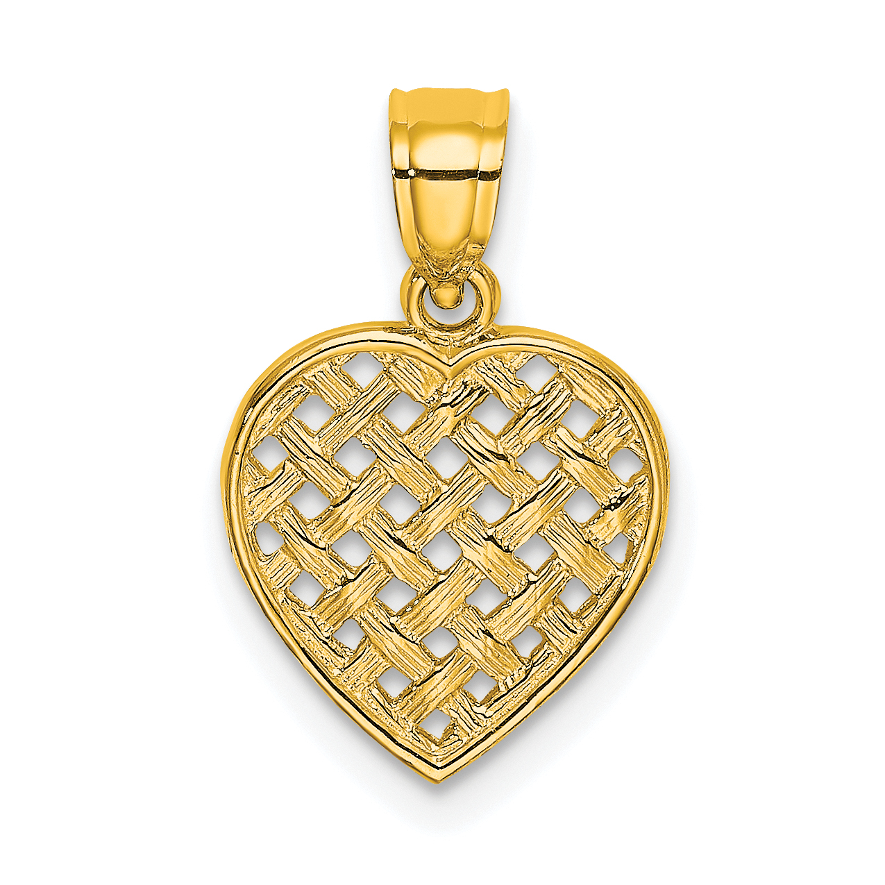 10K Cut-Out Textured Woven Heart Charm (10K7101)