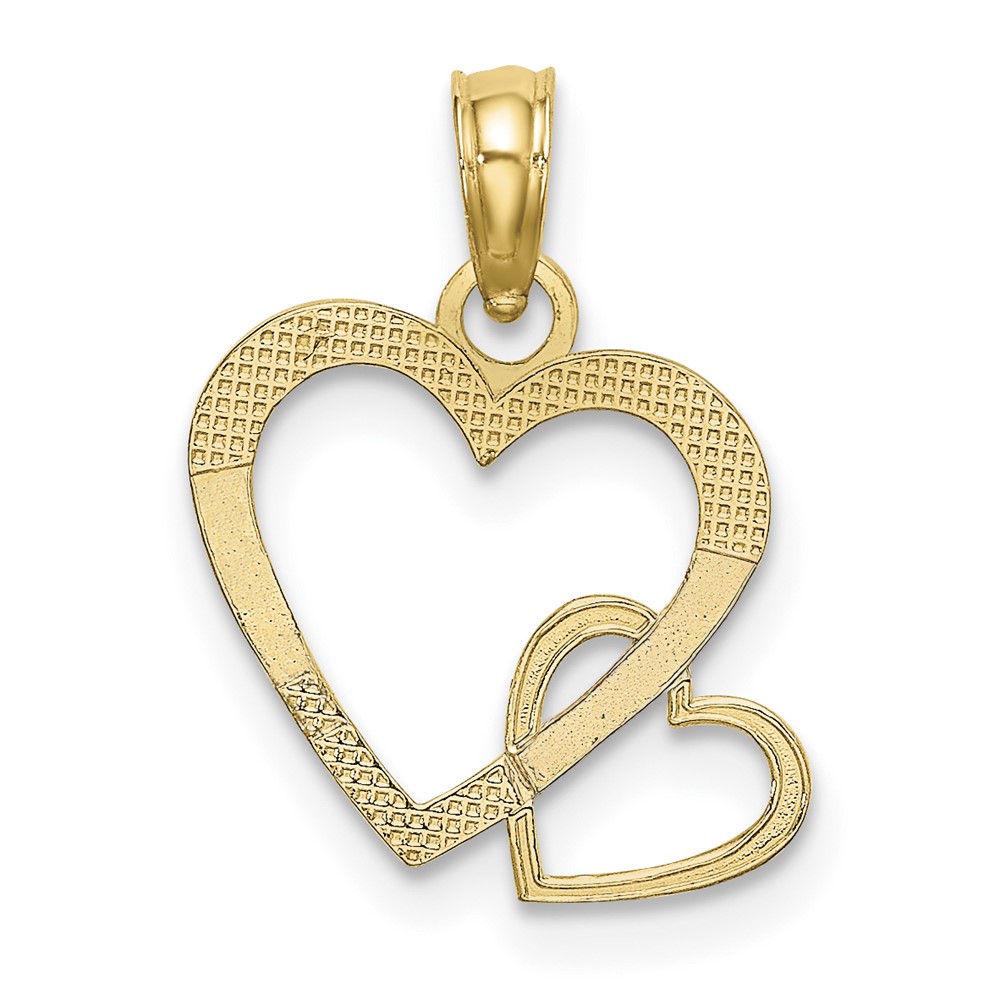 10K Flat Two Hearts Intertwined Charm (10K7102)