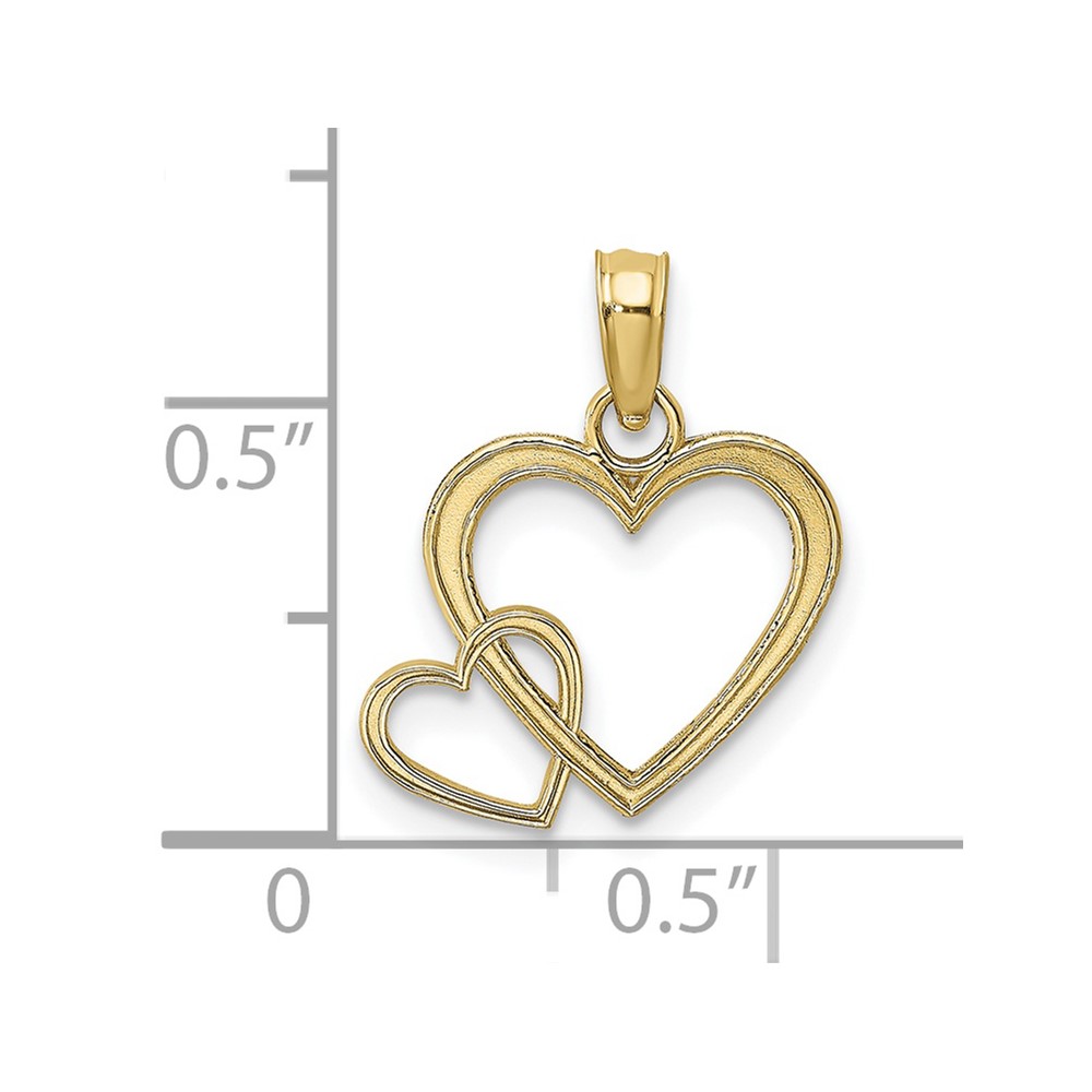 10K Flat Two Hearts Intertwined Charm (10K7102)