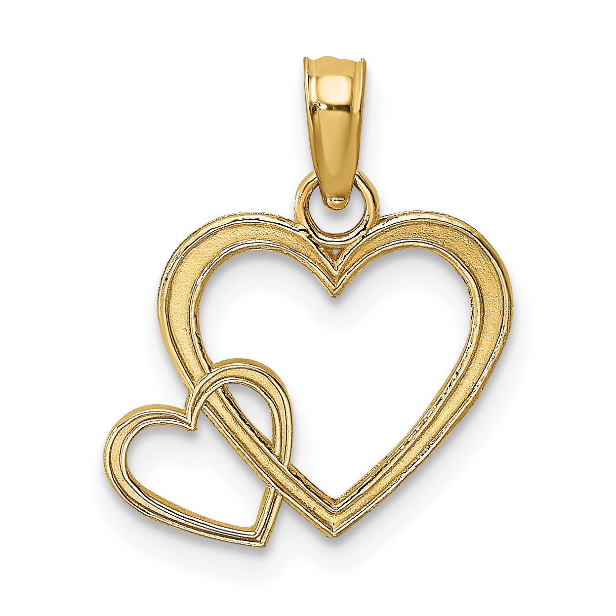 10K Flat Two Hearts Intertwined Charm (10K7102)