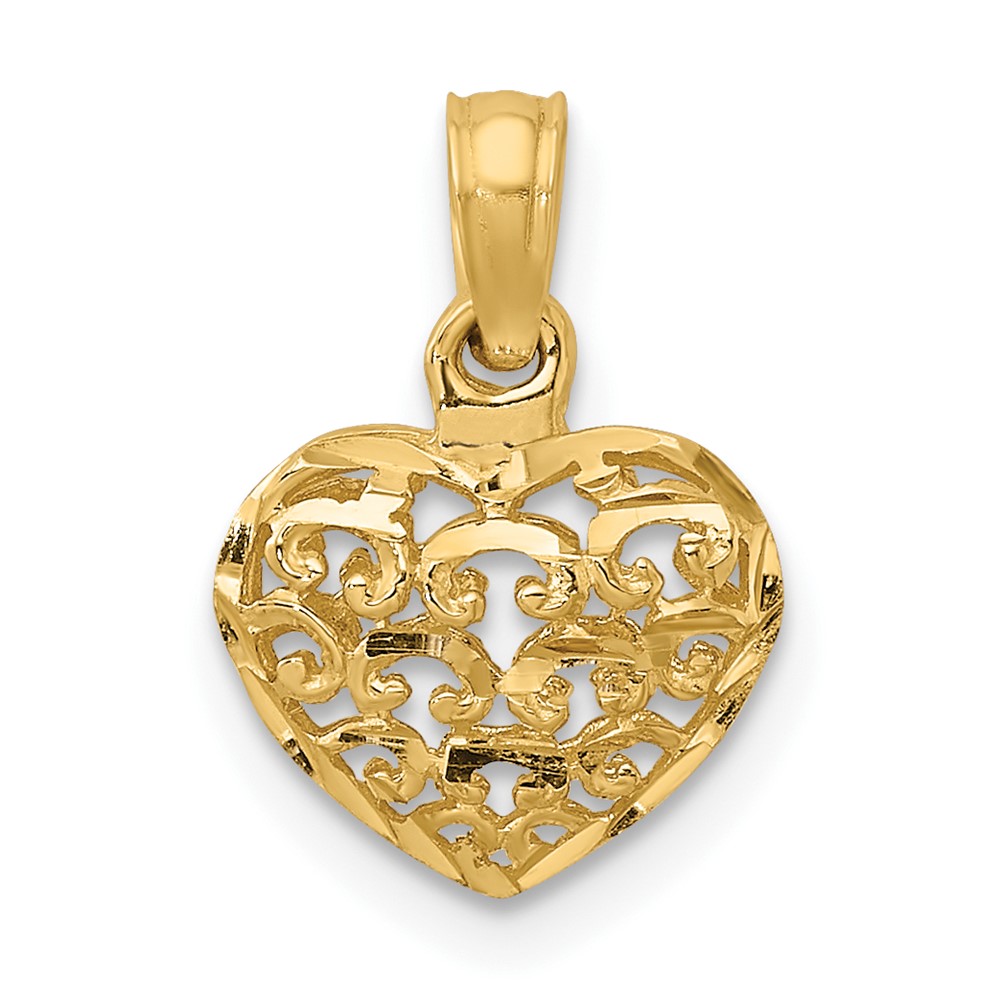 10K 3-D and D/C Mini Puffed Heart Charm (10K7130)