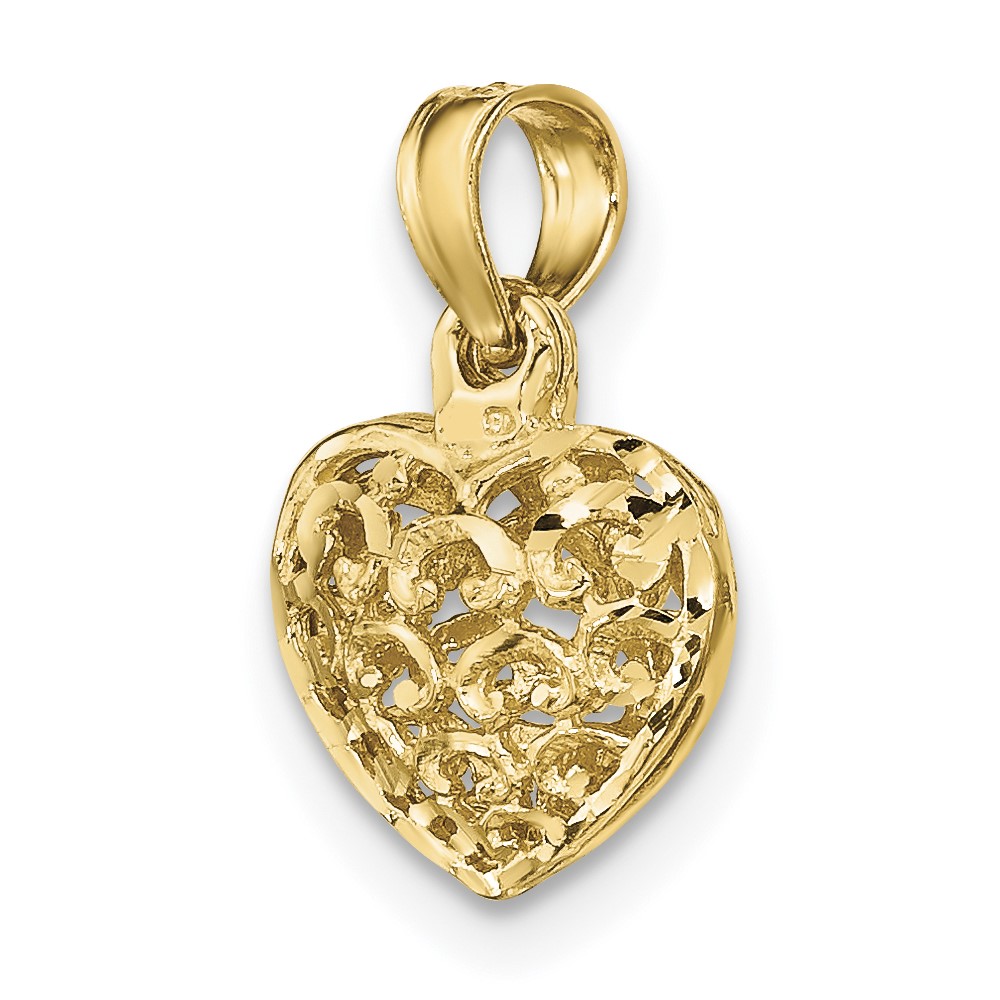 10K 3-D and D/C Mini Puffed Heart Charm (10K7130)