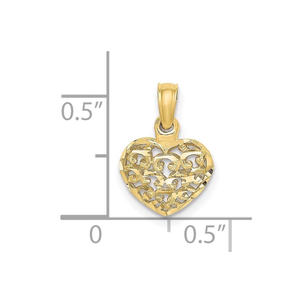 10K 3-D and D/C Mini Puffed Heart Charm (10K7130)