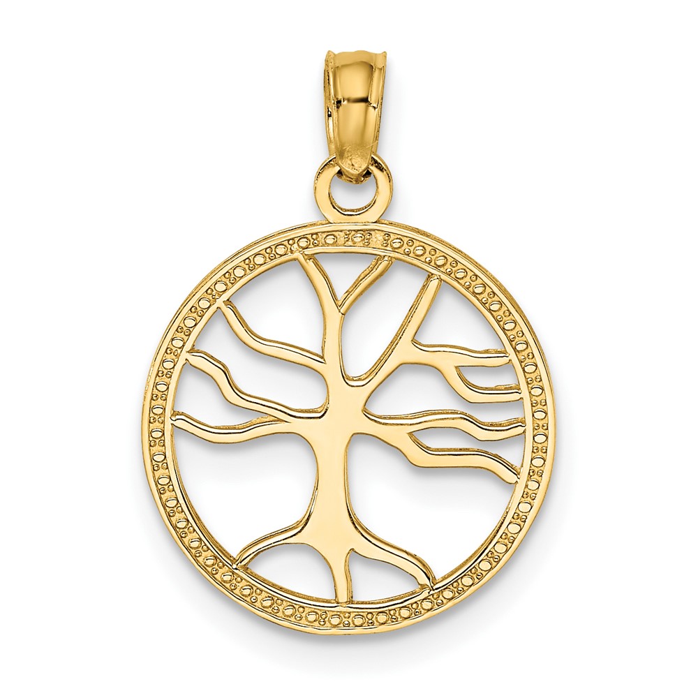 10K  Small Tree Of Life In Round Frame Charm (10K7139)