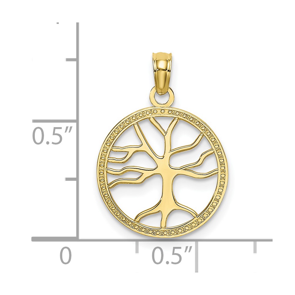 10K  Small Tree Of Life In Round Frame Charm (10K7139)