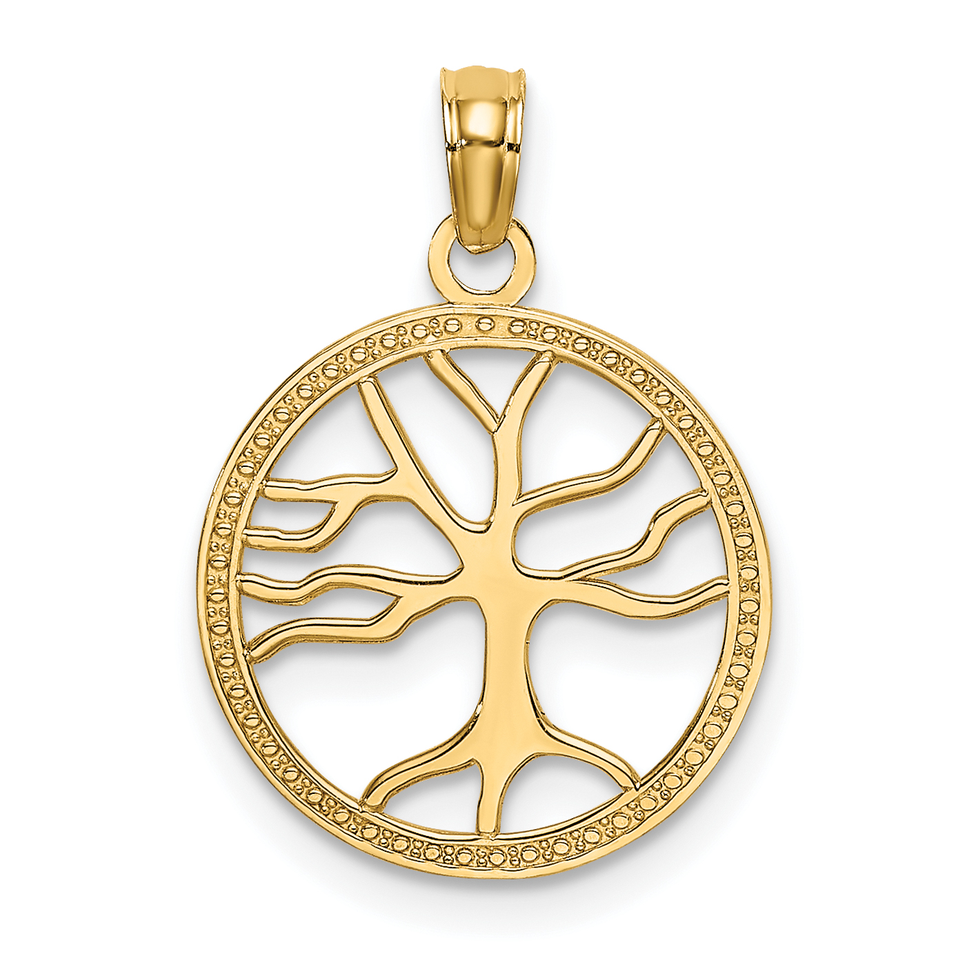 10K  Small Tree Of Life In Round Frame Charm (10K7139)