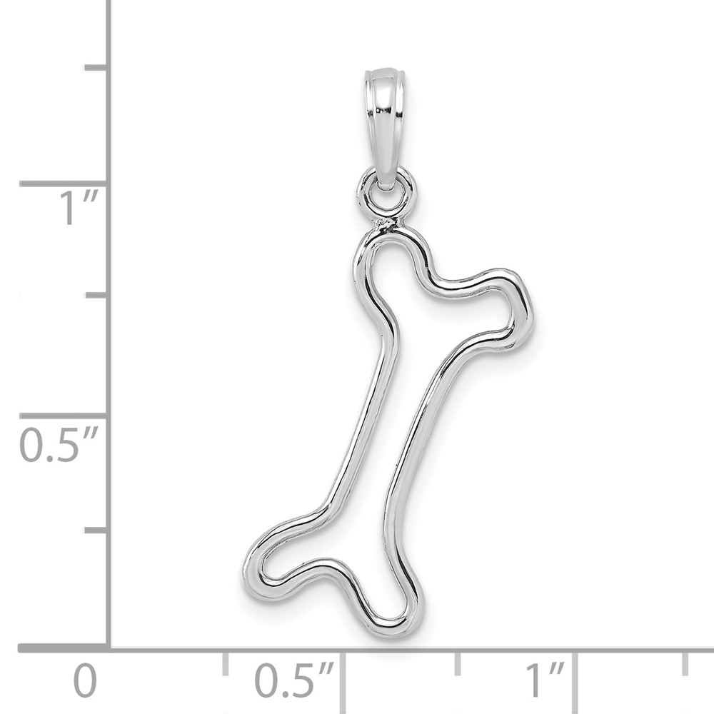 10K White Gold Cut-Out  Polished Dog Bone Charm (10K7166W)