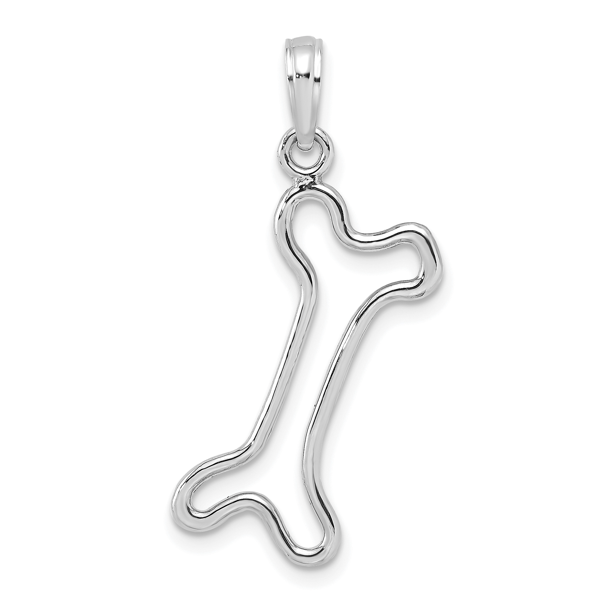 10K White Gold Cut-Out  Polished Dog Bone Charm (10K7166W)
