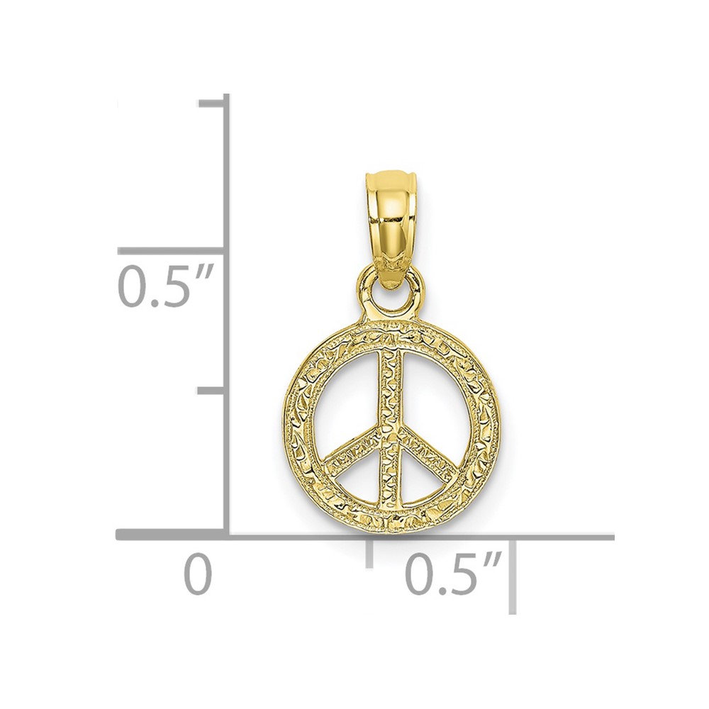 10K Flat and Textured Mini Peace Sign Charm (10K7180)