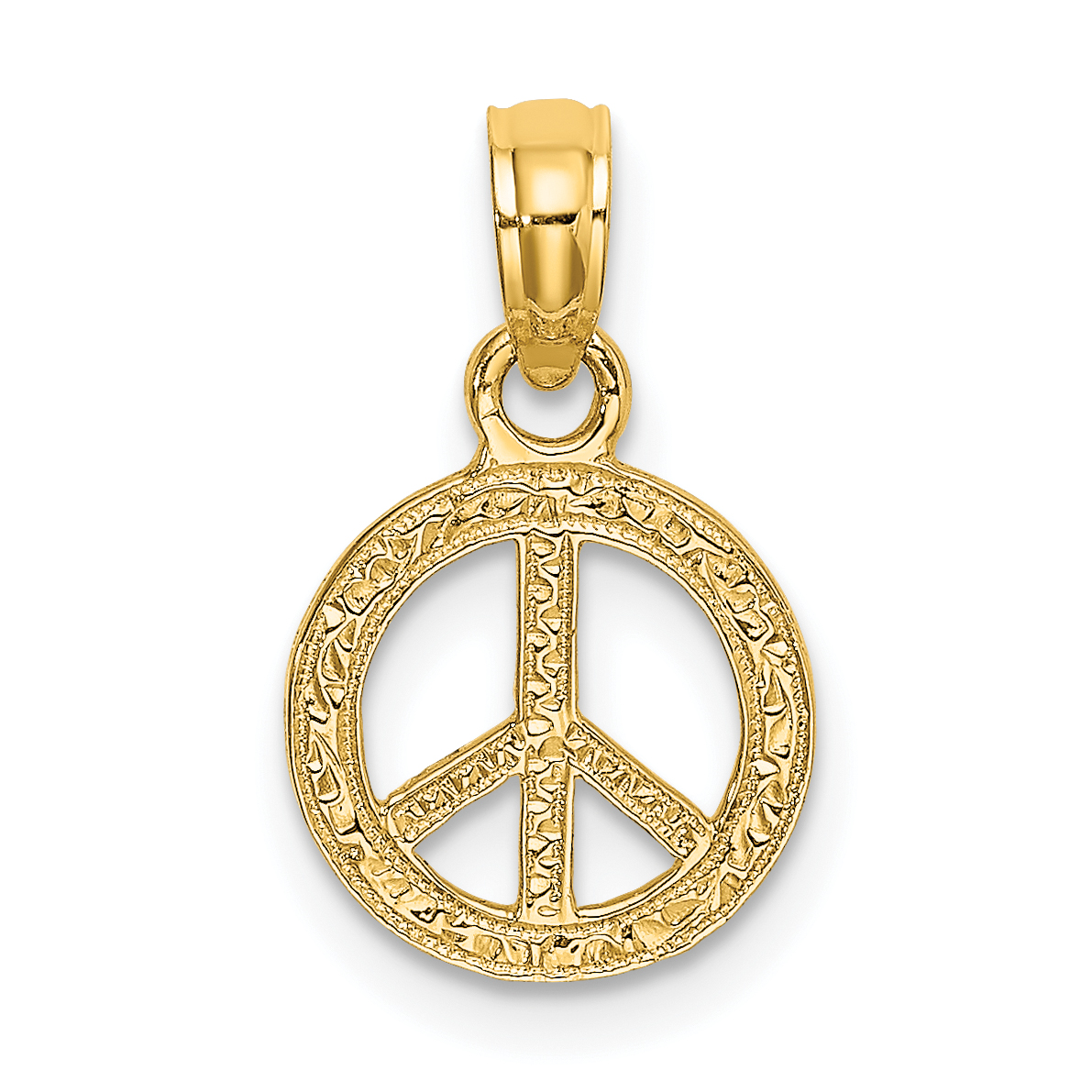 10K Flat and Textured Mini Peace Sign Charm (10K7180)