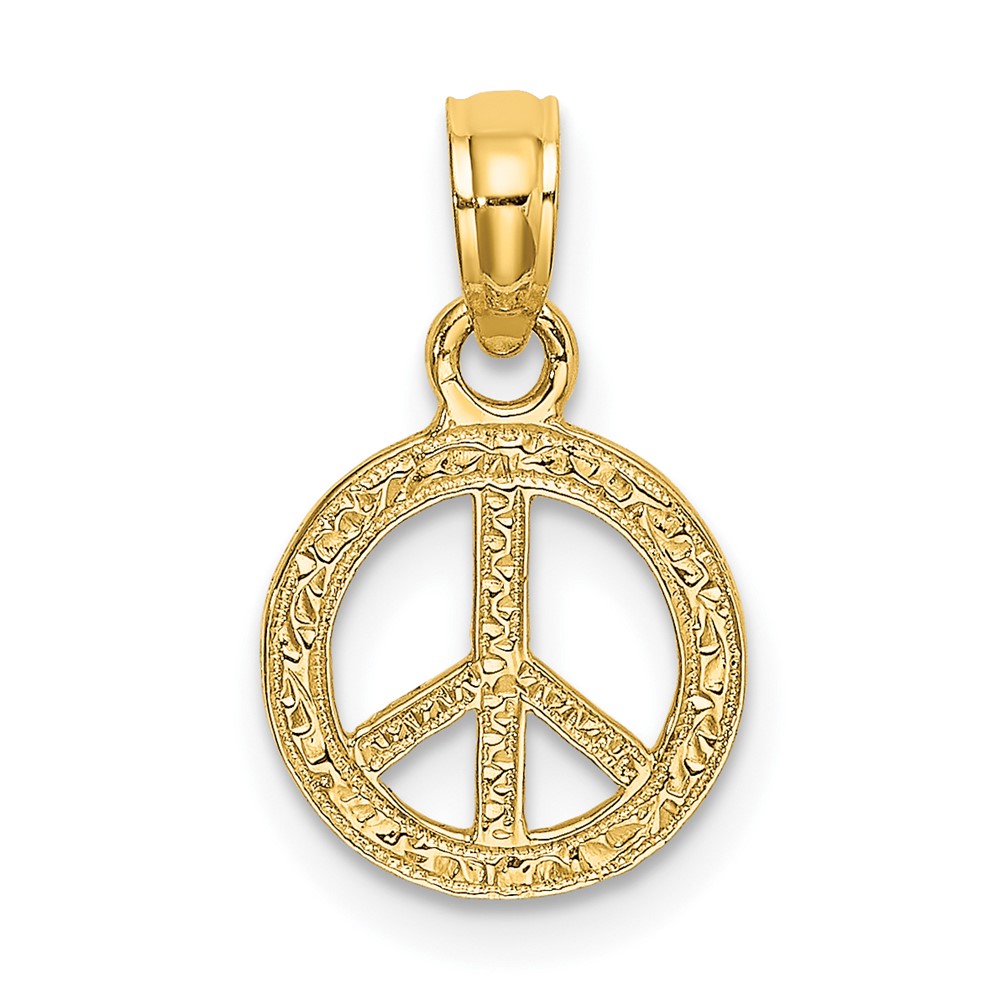 10K Flat and Textured Mini Peace Sign Charm (10K7180)