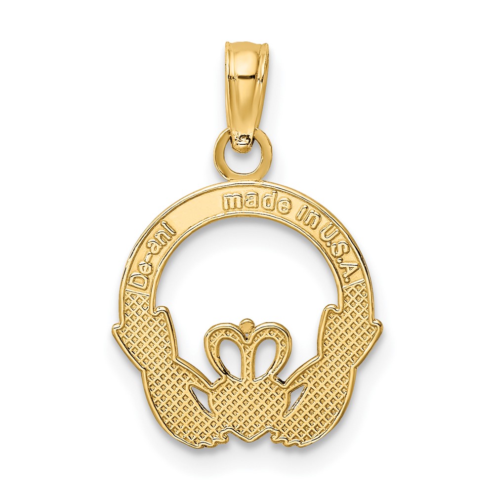 10K Polished Textured Round Claddagh Charm (10K7237)