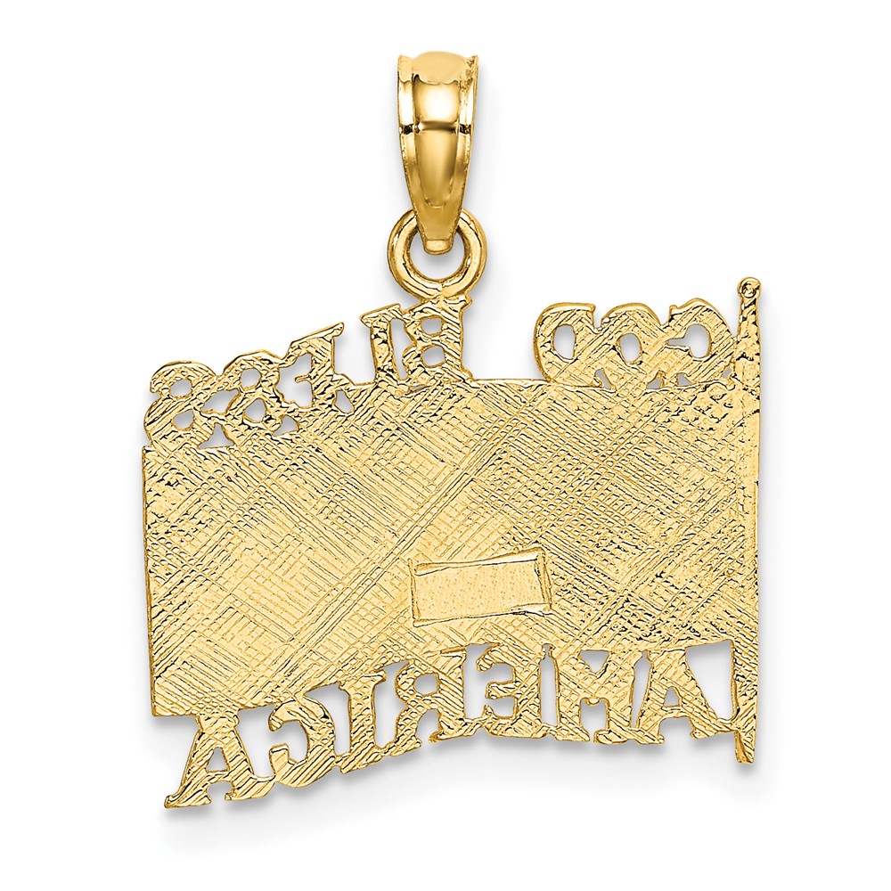 10K Polished Textured God Bless America w/ Flag Charm (10K7259)