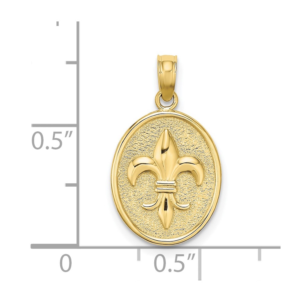 10K Fleur de Lis on Oval Disc Charm (10K7260)