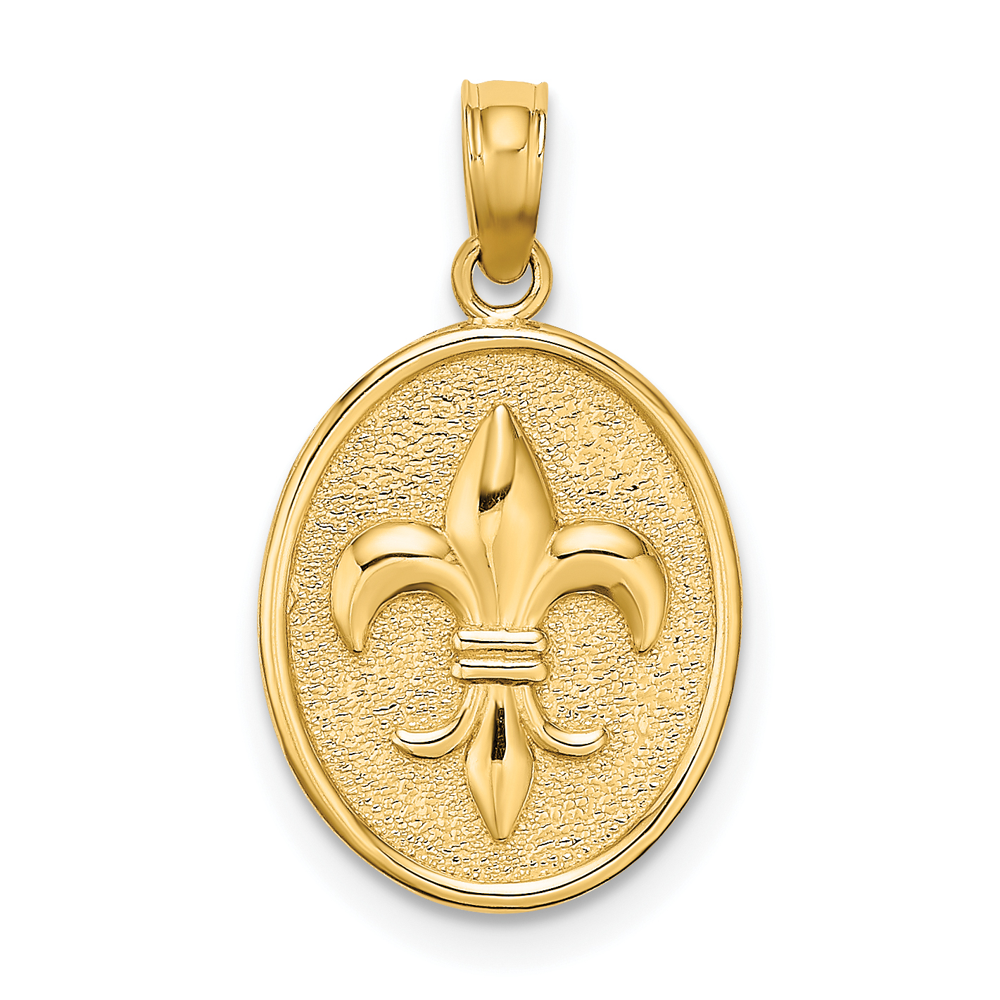 10K Fleur de Lis on Oval Disc Charm (10K7260)