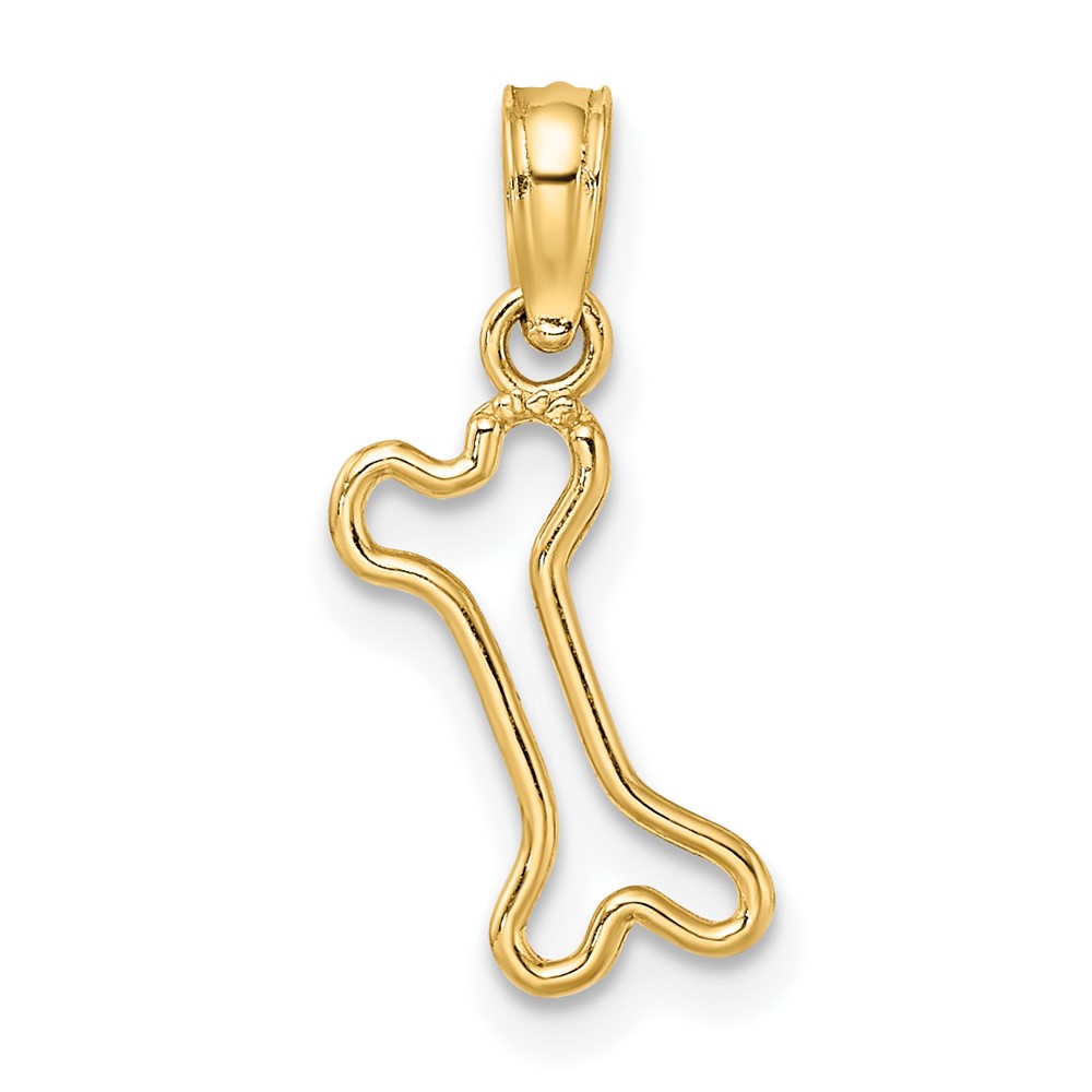 10K Cut-Out  Polished Mini Dog Bone Charm (10K7270)
