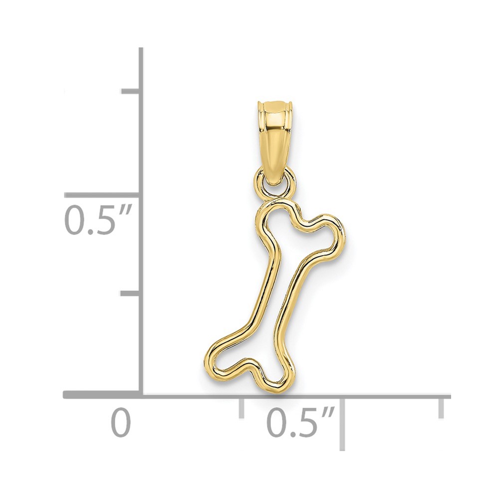 10K Cut-Out  Polished Mini Dog Bone Charm (10K7270)