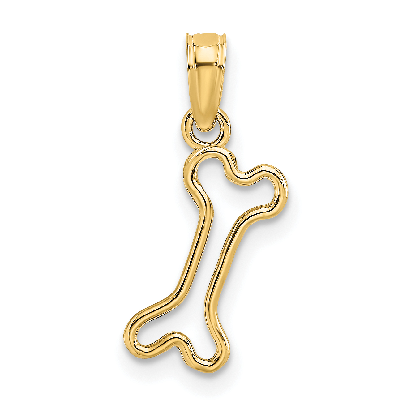 10K Cut-Out  Polished Mini Dog Bone Charm (10K7270)