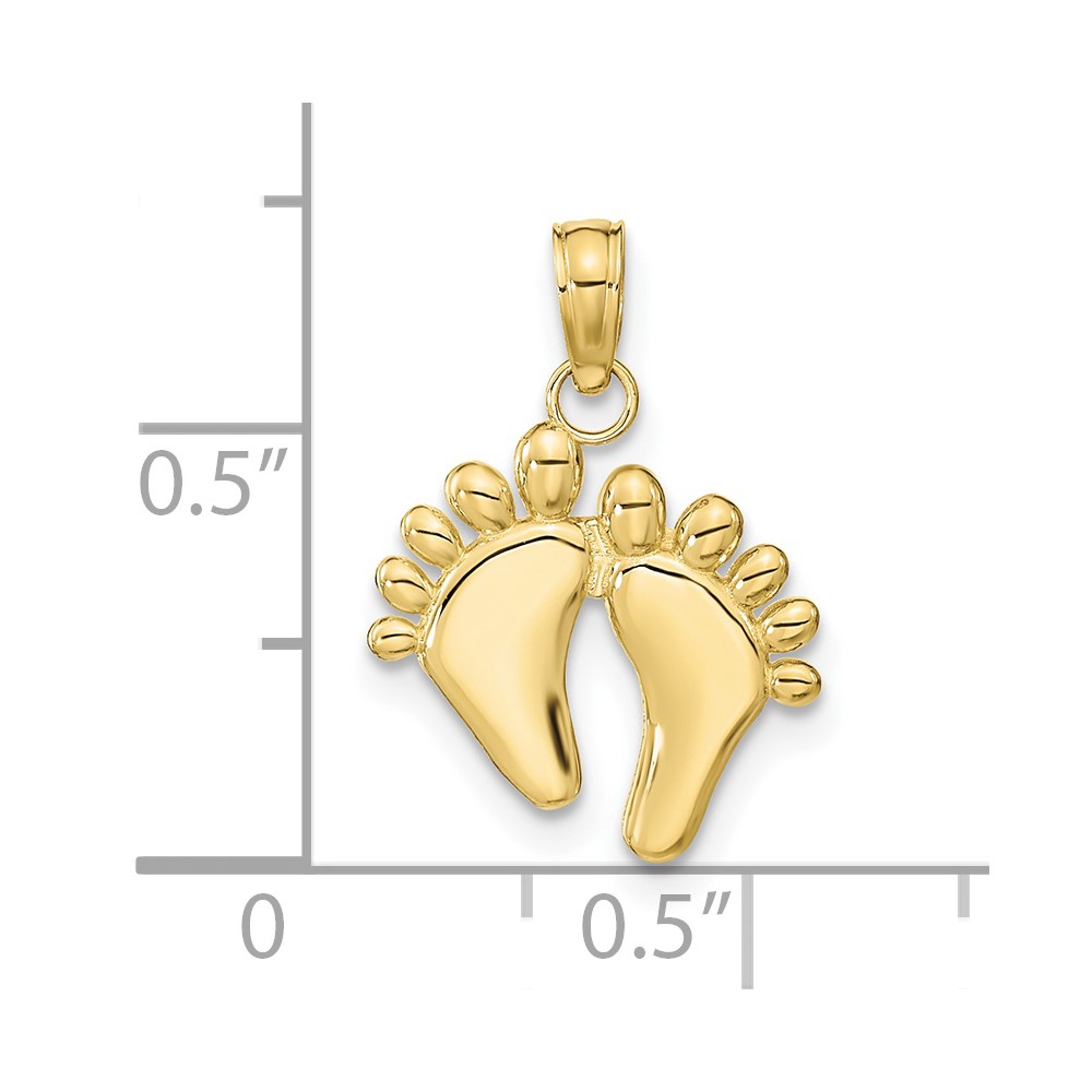 10K  Double Feet Hang Ten Style Charm (10K7278)