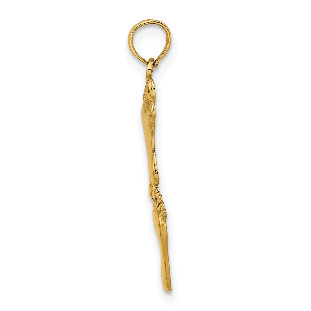10K Polished Double Vertical Feet Charm (10K7279)