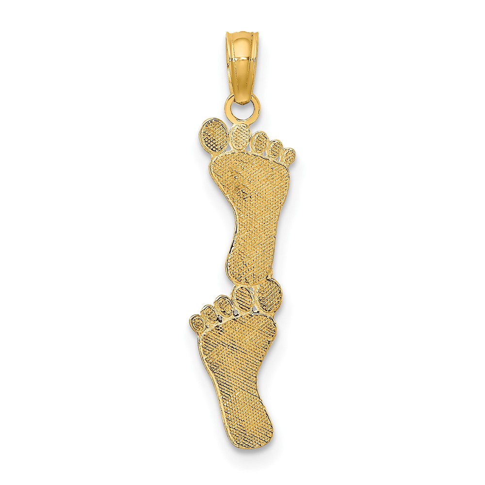 10K Polished Double Vertical Feet Charm (10K7279)
