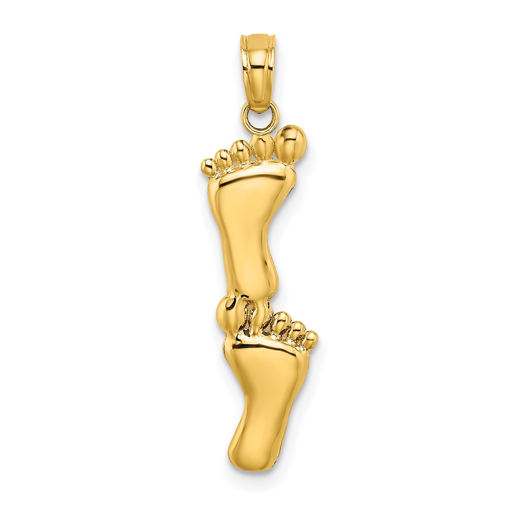10K Polished Double Vertical Feet Charm (10K7279)