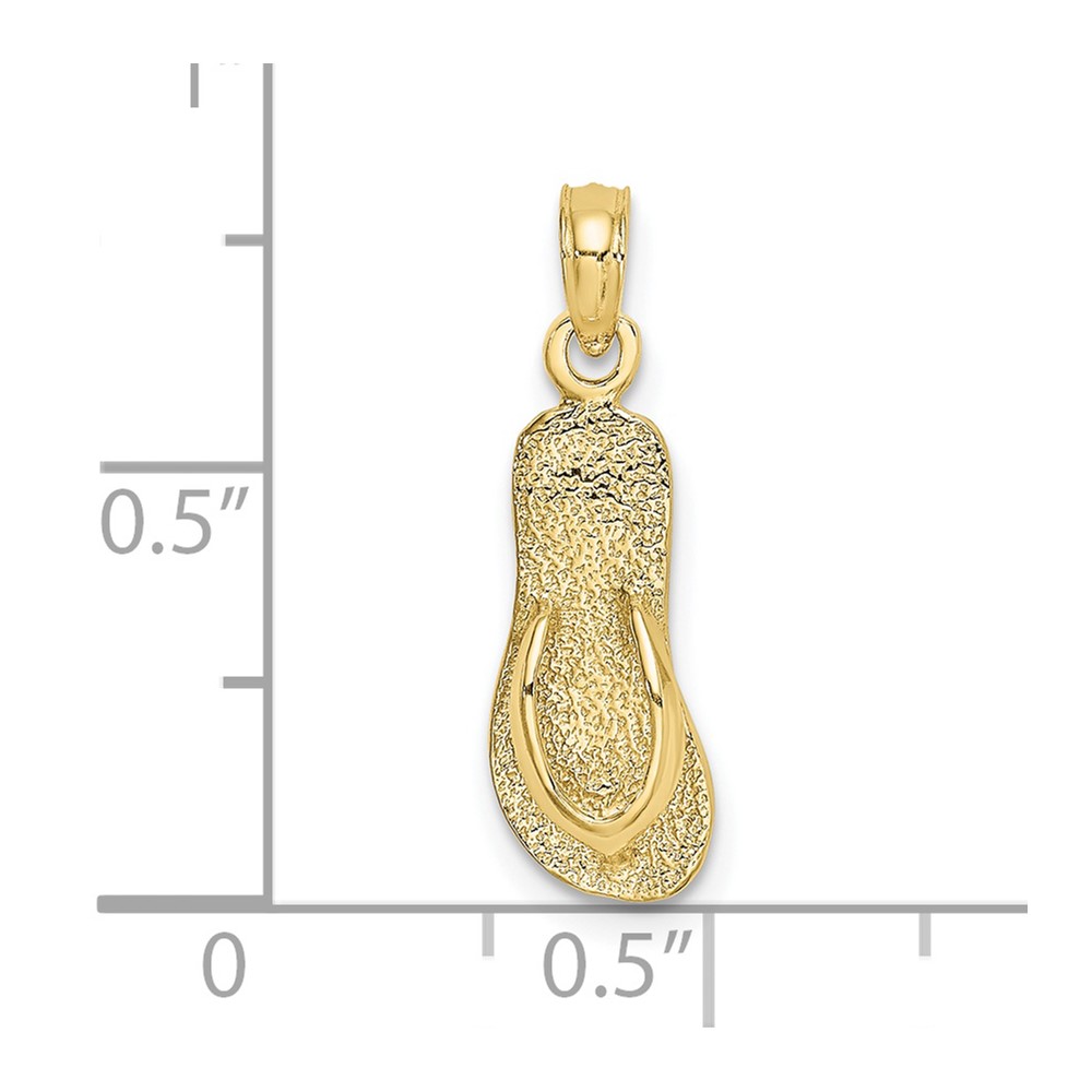 10K Single Polished Strap Flip-Flop Charm (10K7291)