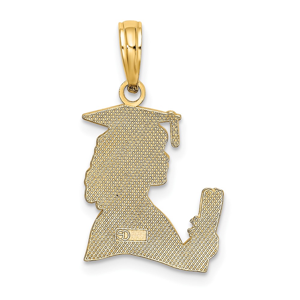 10k Polished Female Graduation Profile Charm (10K7295)