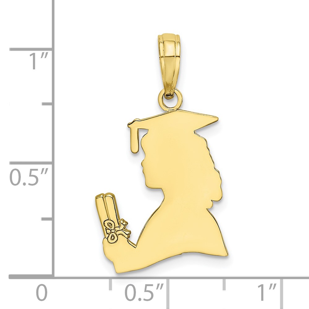 10k Polished Female Graduation Profile Charm (10K7295)