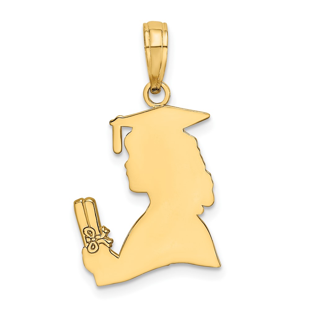 10k Polished Female Graduation Profile Charm (10K7295)