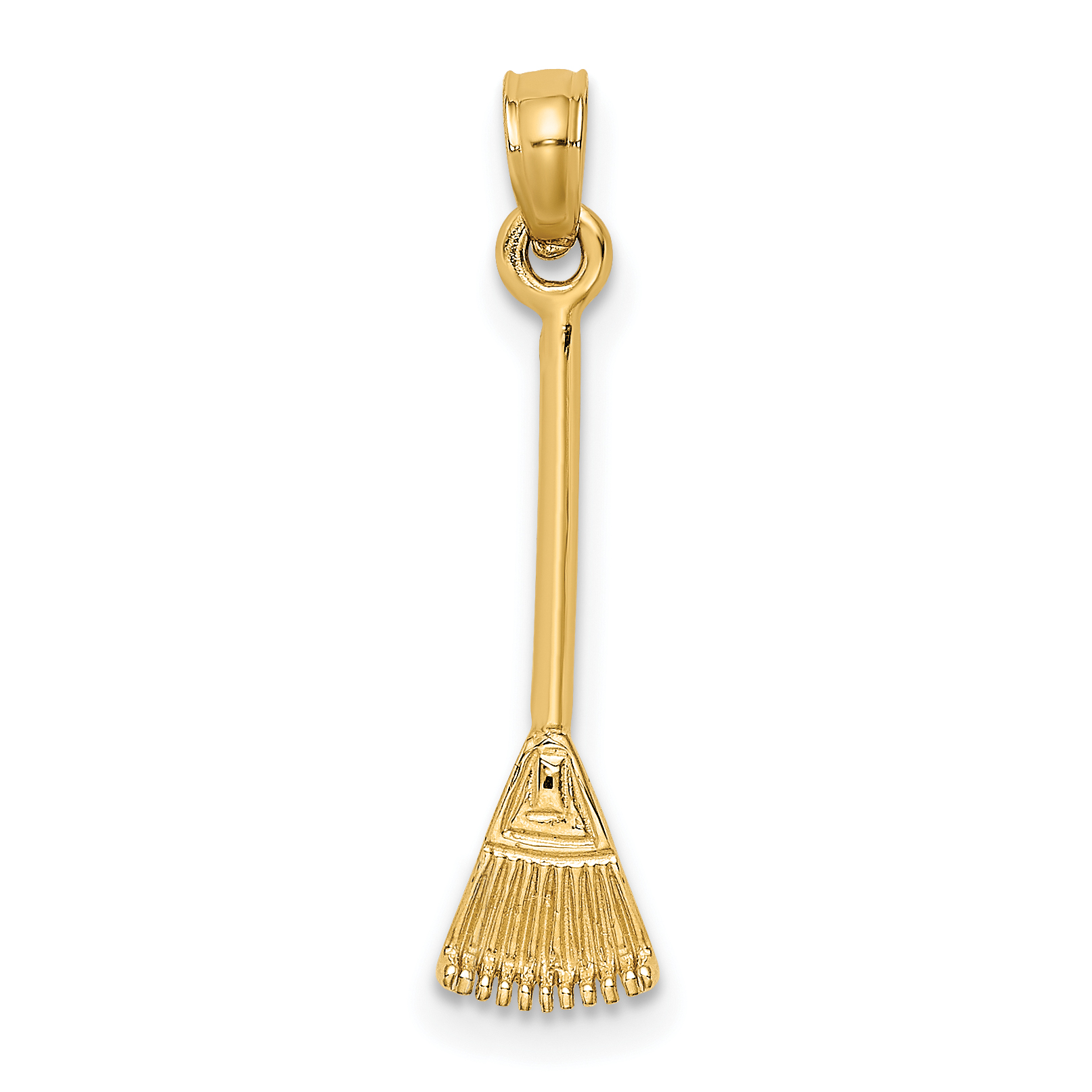 10K 3-D Leaf Rake Garden Tool Charm (10K7321)