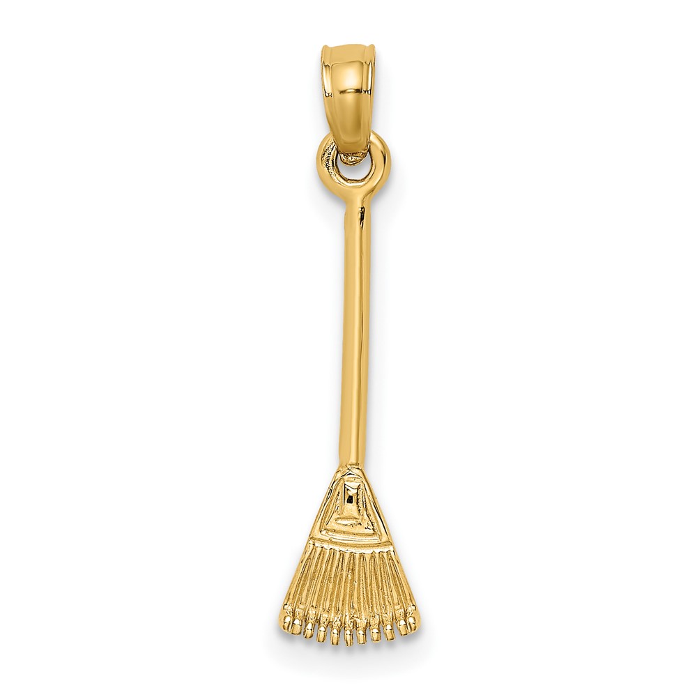 10K 3-D Leaf Rake Garden Tool Charm (10K7321)