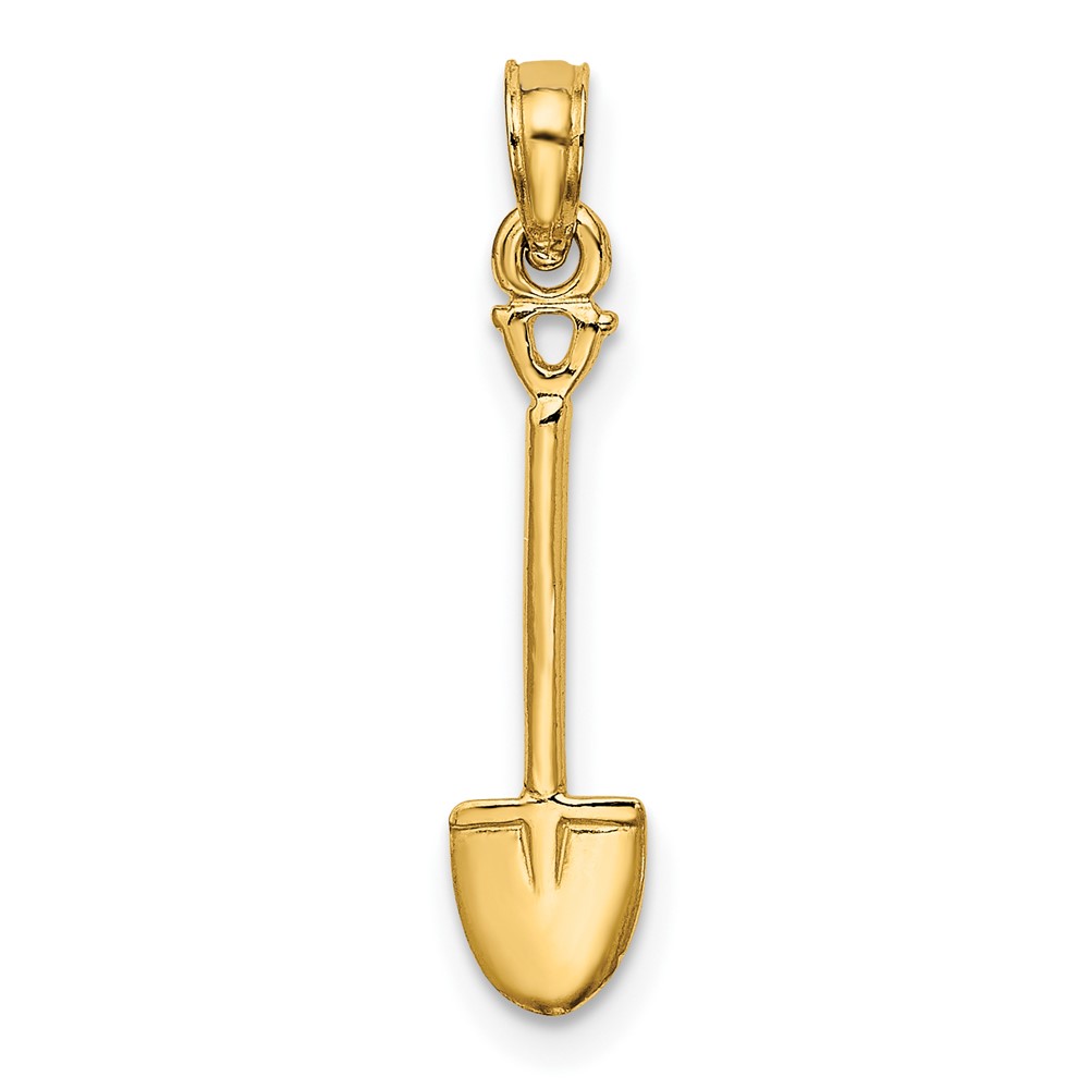 10K 3-D Polished Shovel Garden Tool Charm (10K7323)