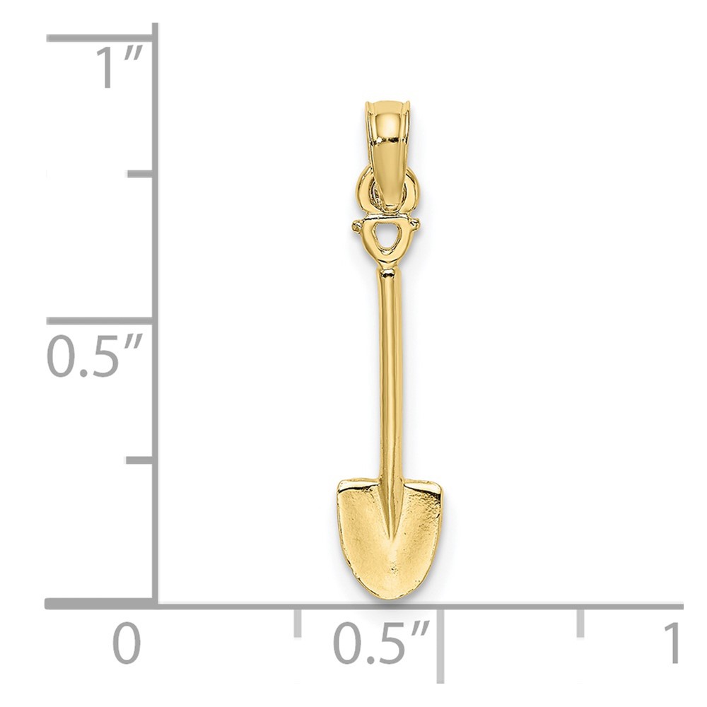 10K 3-D Polished Shovel Garden Tool Charm (10K7323)