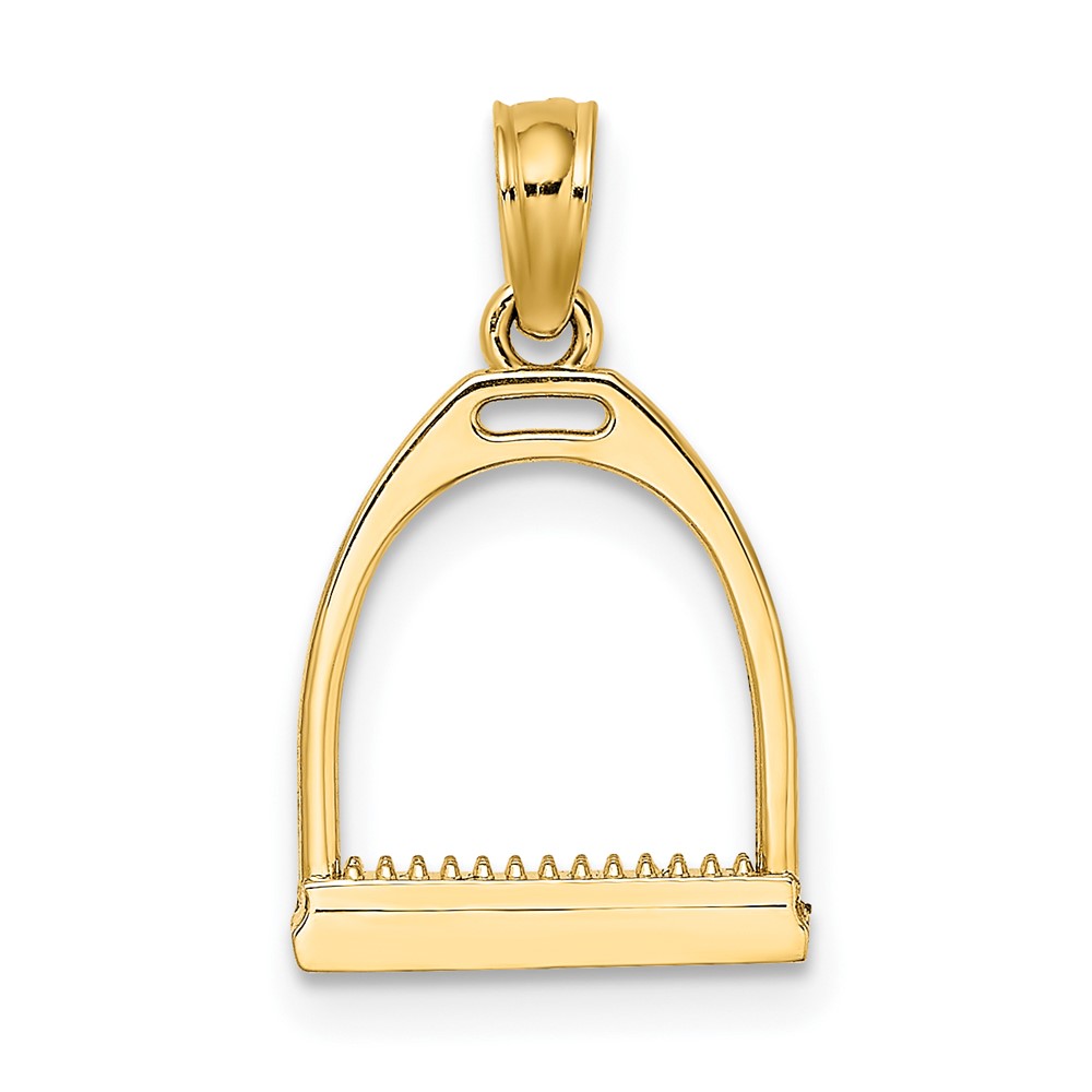 10K 3-D Polish Small Horse Stirrup Charm (10K7327)