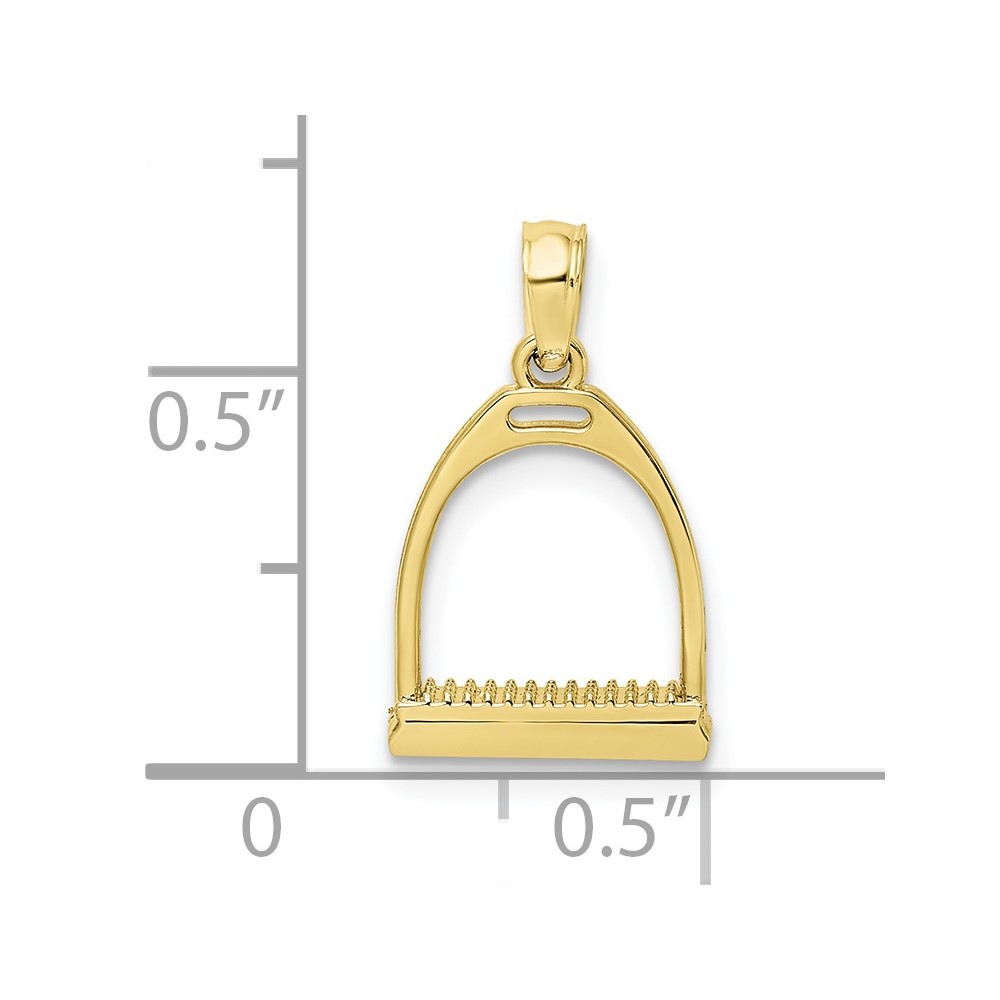 10K 3-D Polish Small Horse Stirrup Charm (10K7327)