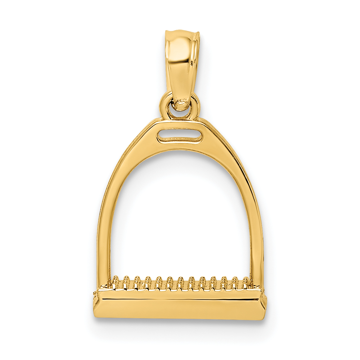 10K 3-D Polish Small Horse Stirrup Charm (10K7327)