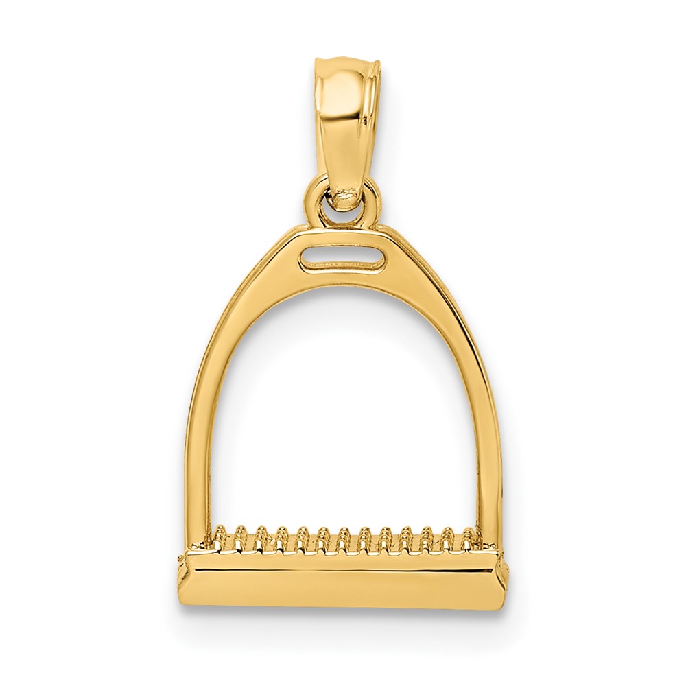 10K 3-D Polish Small Horse Stirrup Charm (10K7327)