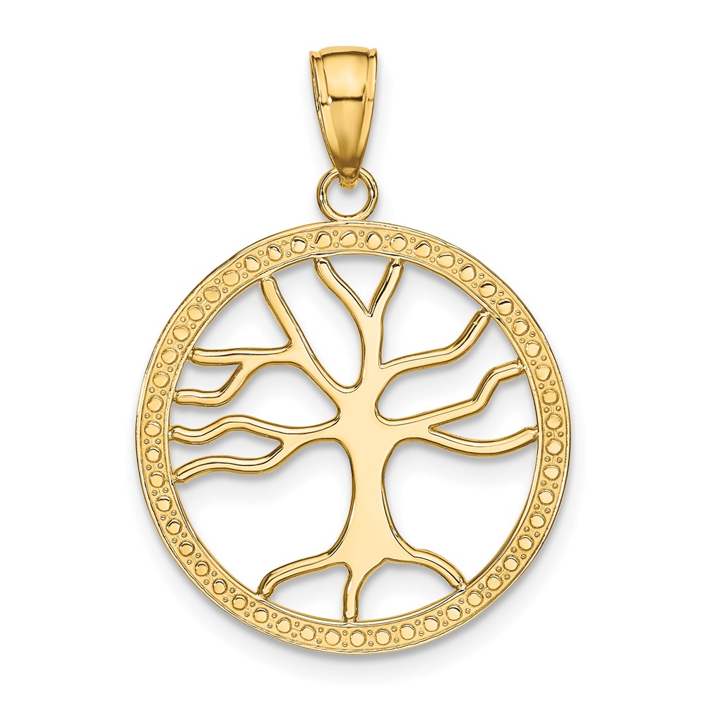 10K Large Tree Of Life In Round Frame Charm (10K7341)