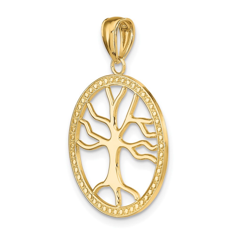 10K Large Tree Of Life In Round Frame Charm (10K7341)