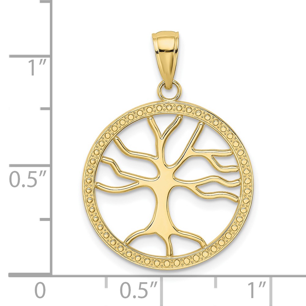 10K Large Tree Of Life In Round Frame Charm (10K7341)