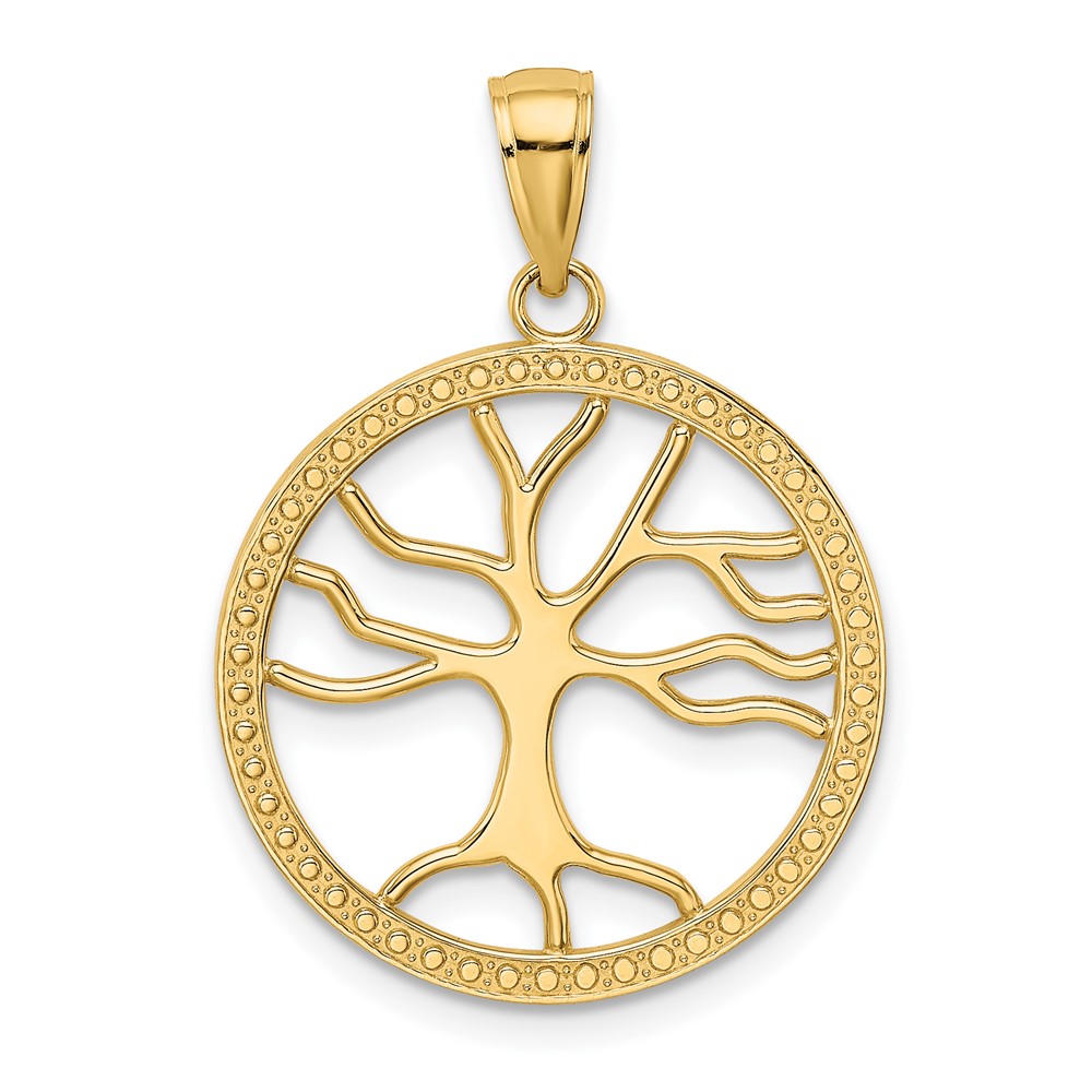 10K Large Tree Of Life In Round Frame Charm (10K7341)
