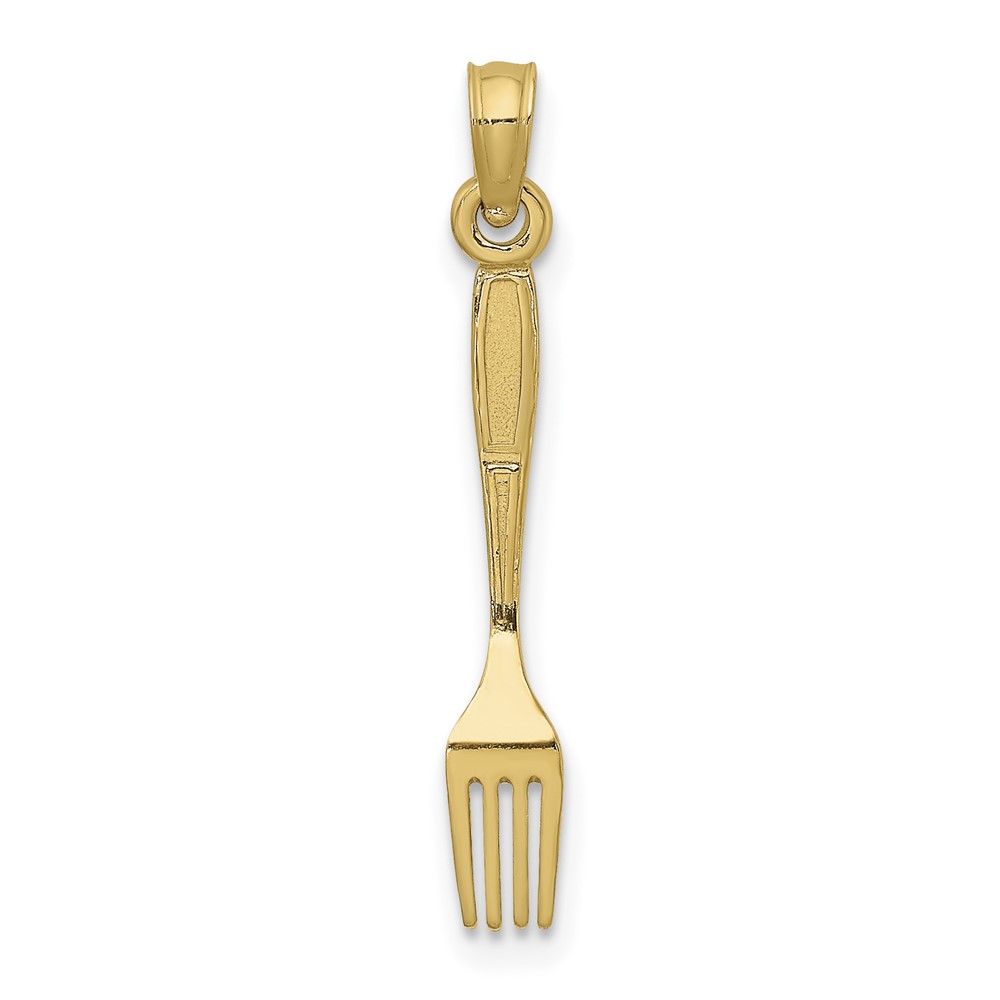 10K 3-D and Polished Table Fork Charm (10K7345)