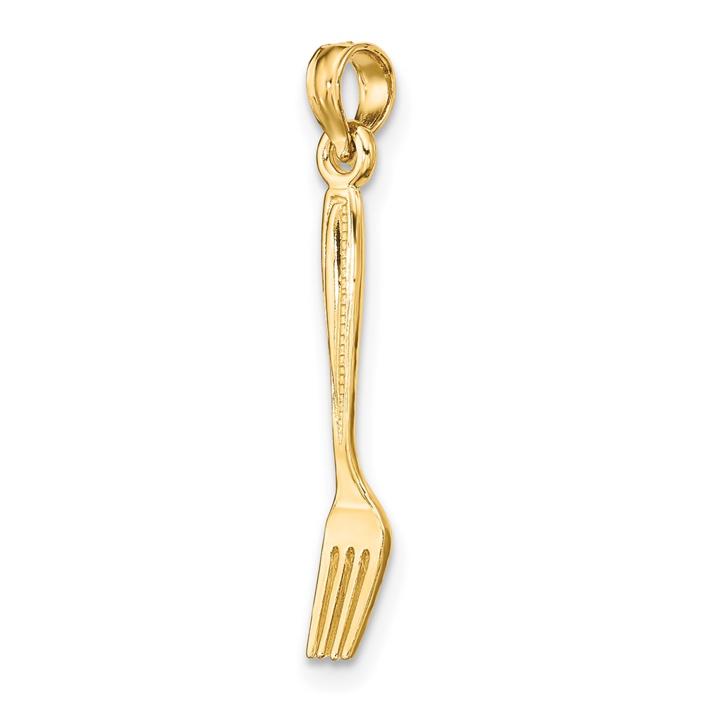 10K 3-D and Polished Table Fork Charm (10K7345)