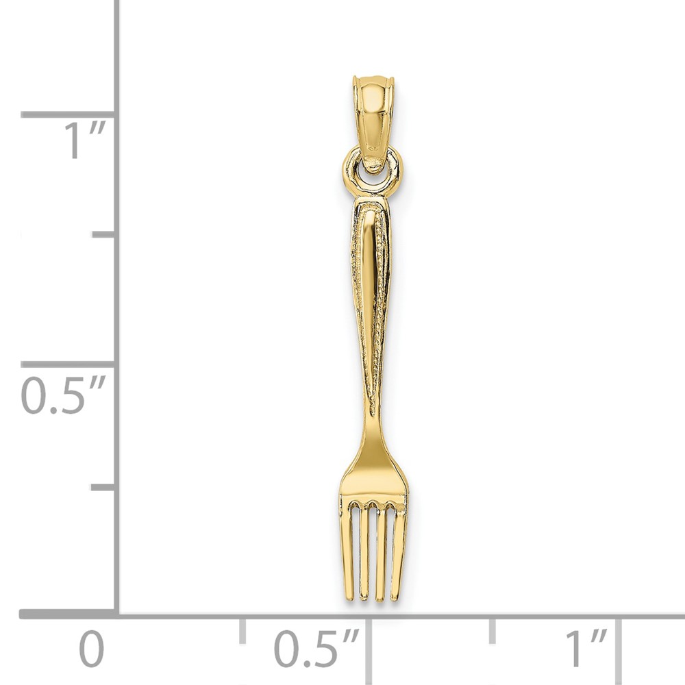 10K 3-D and Polished Table Fork Charm (10K7345)