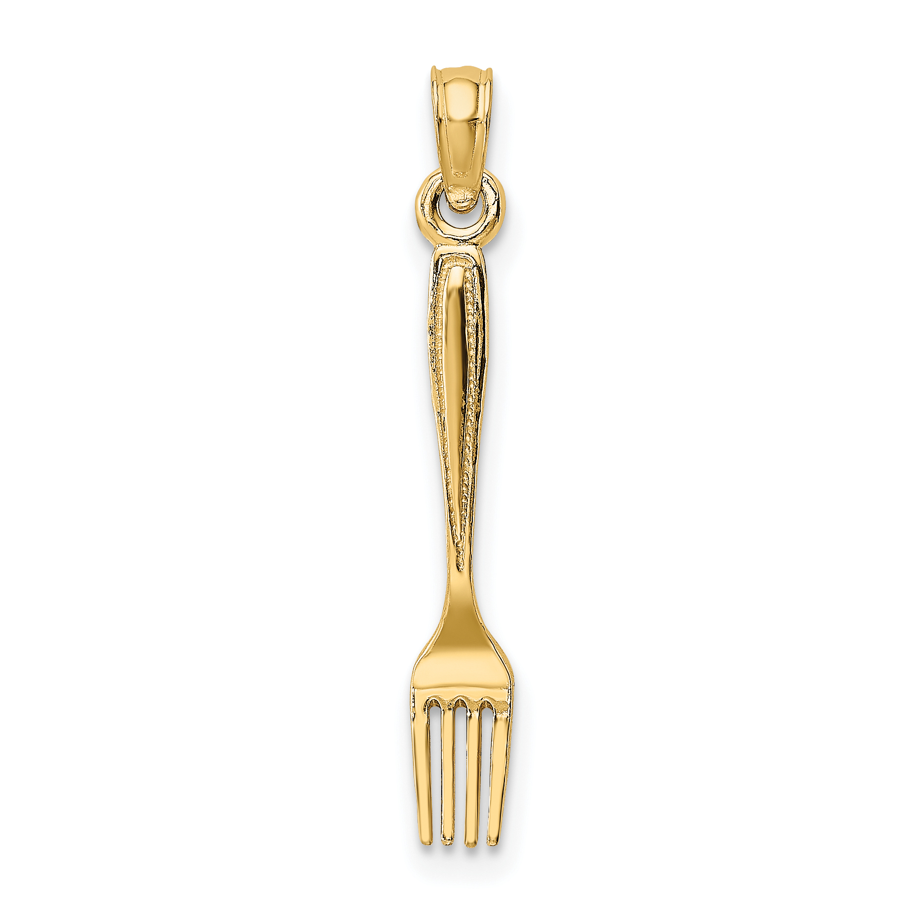 10K 3-D and Polished Table Fork Charm (10K7345)